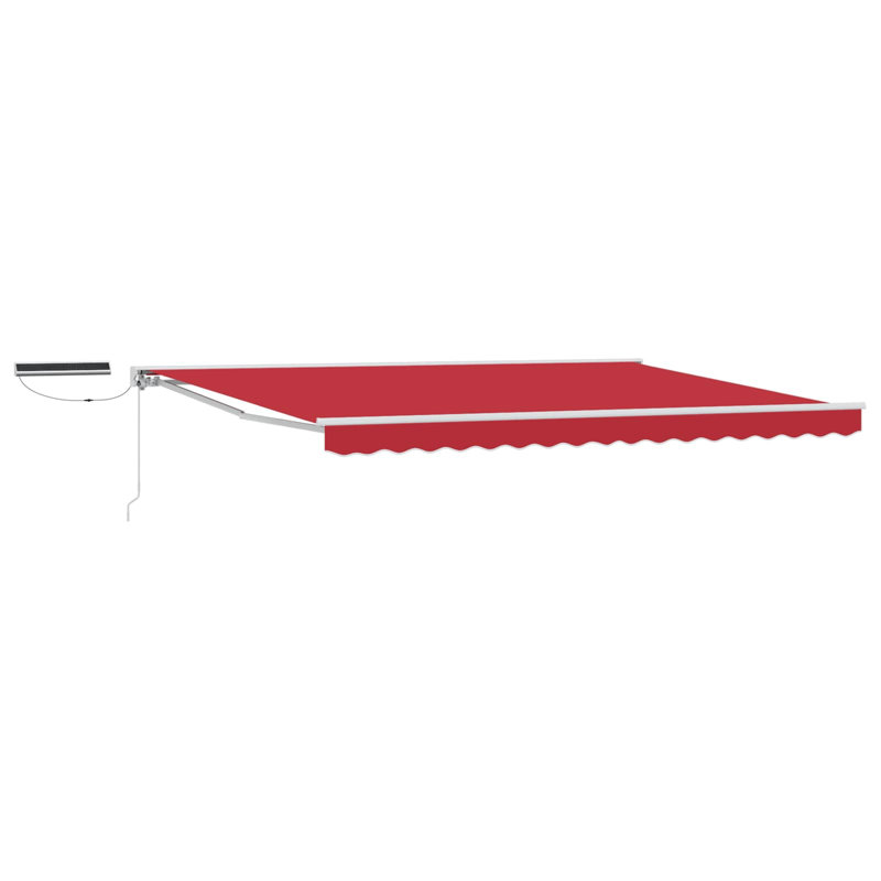 VidaXL Polyester Cover Retractable Patio Awning, 400cm W x 300cm D, Red/White, No Pattern