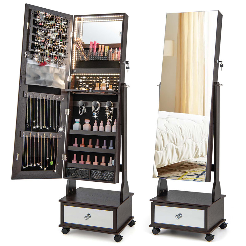 Armoire pour bijoux avec miroir Srinithya, Brun