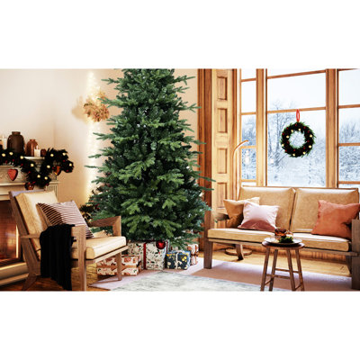 Arbre de Noël 61,76 po, + PE, 1488 pointes, structure à charnières, assemblage sans effort, base en métal, arbre de stabilité 5 pi + PE avec conception pour une installation rapide et facile, support robuste