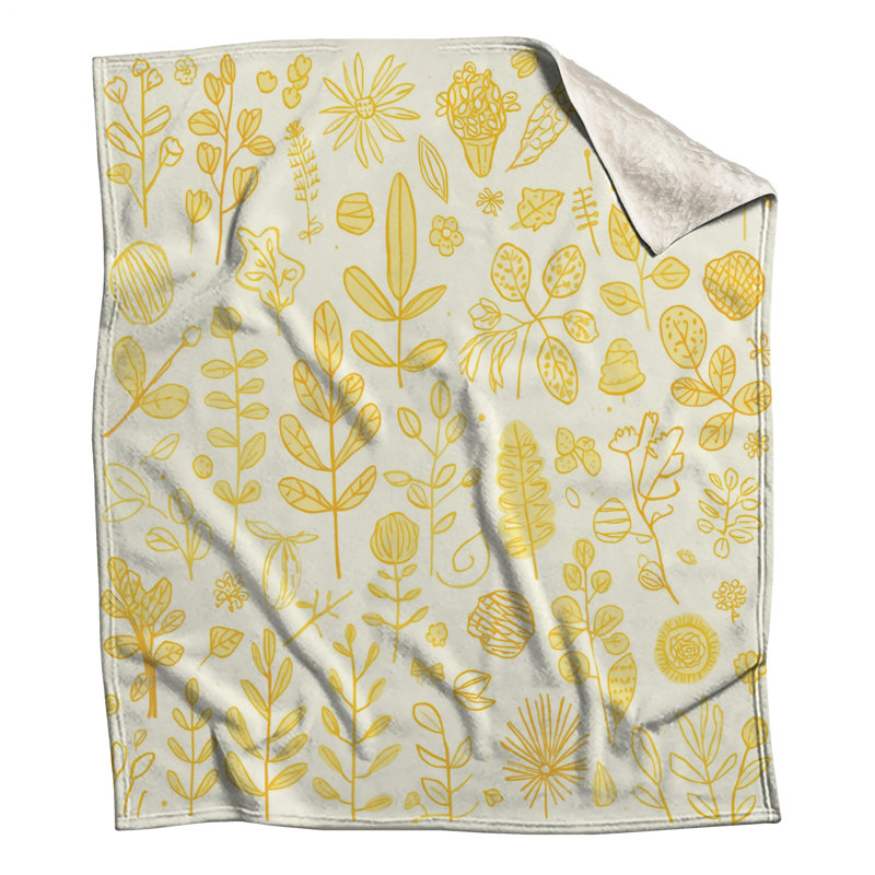 Yellow Botanical Illustrations Blankets, 60in W x 80in H