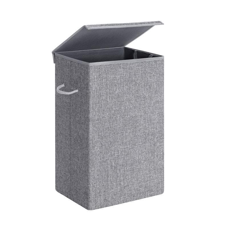 Wood Laundry Hamper with Handles, Grey