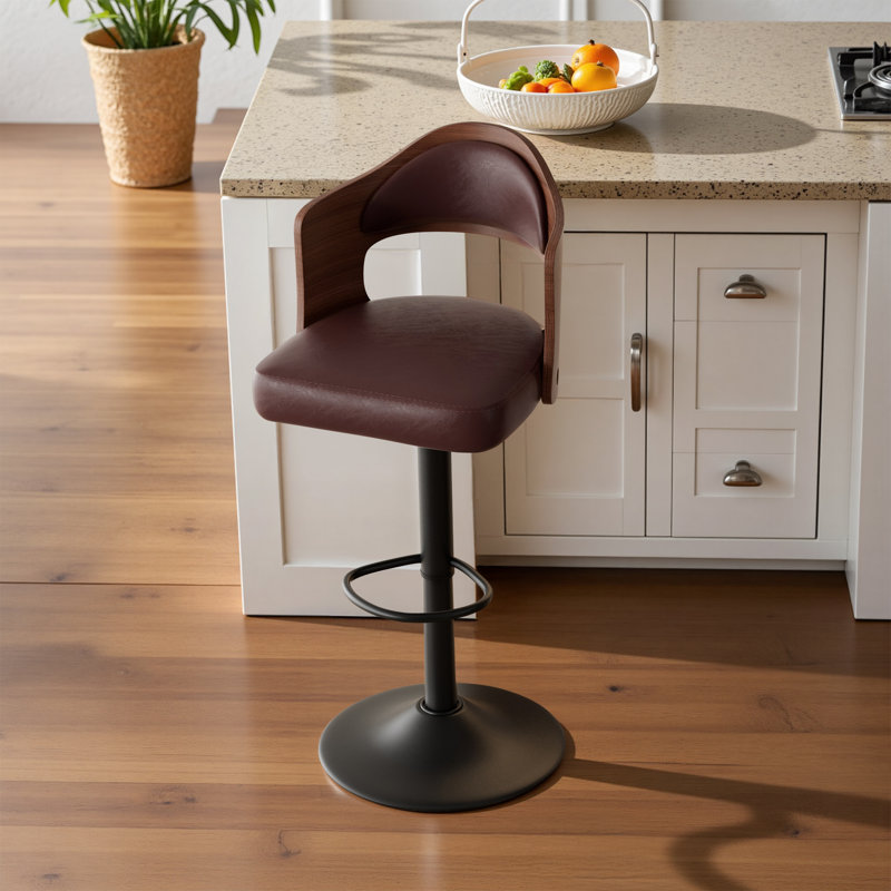 Modern Heavy Duty Swivel Bar Stool with Backrest – Adjustable Height Counter PU Leather Chairs with Footrest, 550lbs Capacity, Non-Slip Base, 360° Rotation for Kitchen Island, Home Bar, Coffee Shop