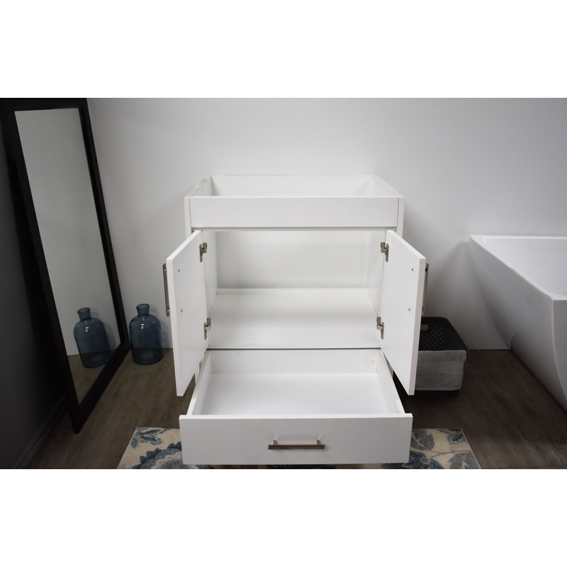 Capri 24" White Modern Bathroom Vanity with Brushed Nickel Handles