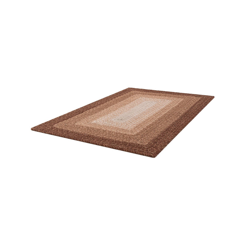  Ombre Hand Braided Wool Rug, Rectangle 2' x 3'1", Brown