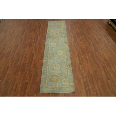 Vegetable Dye Oushak Turkish Runner Rug 3x12