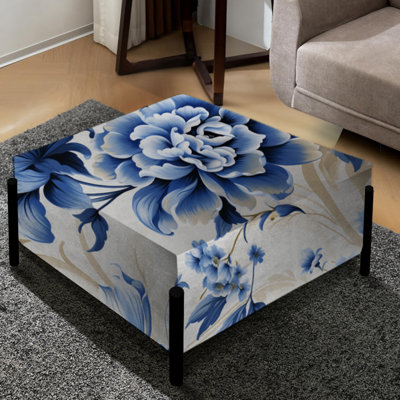 Grand repose-pieds carré bleu Cobalt