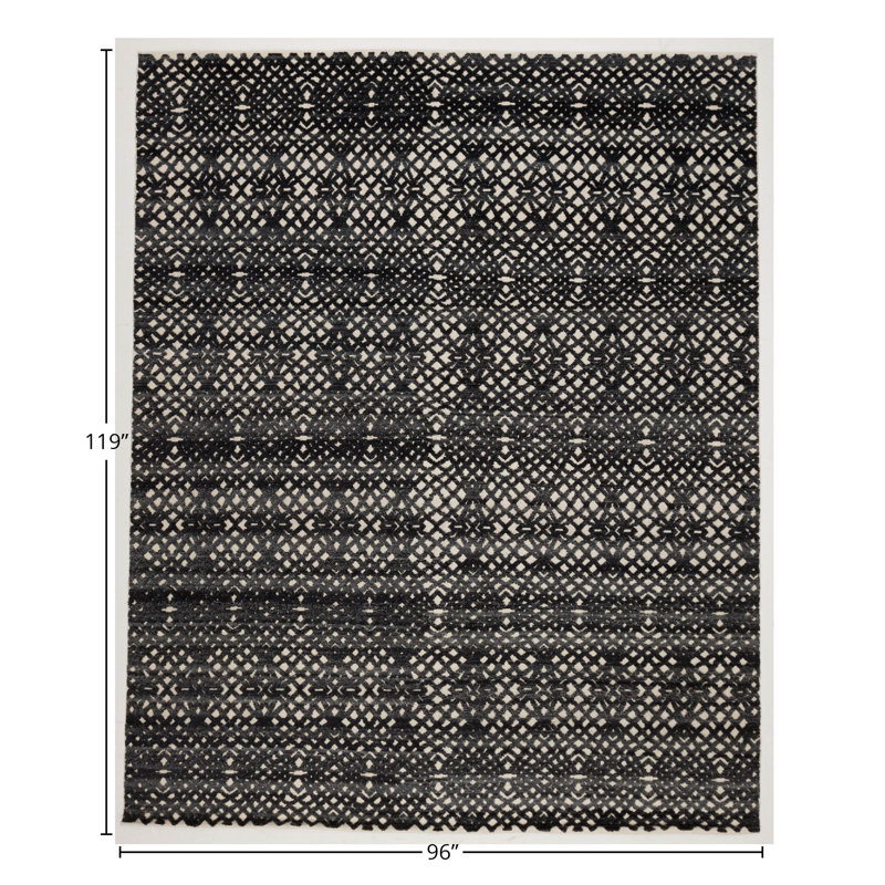 Handmade Cotton and Silk Geometric Area Rug