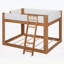 Lit simple superposé simple, convertible en bois avec échelle réversible et garde-corps de sécurité, noyer et blanc-1381297446