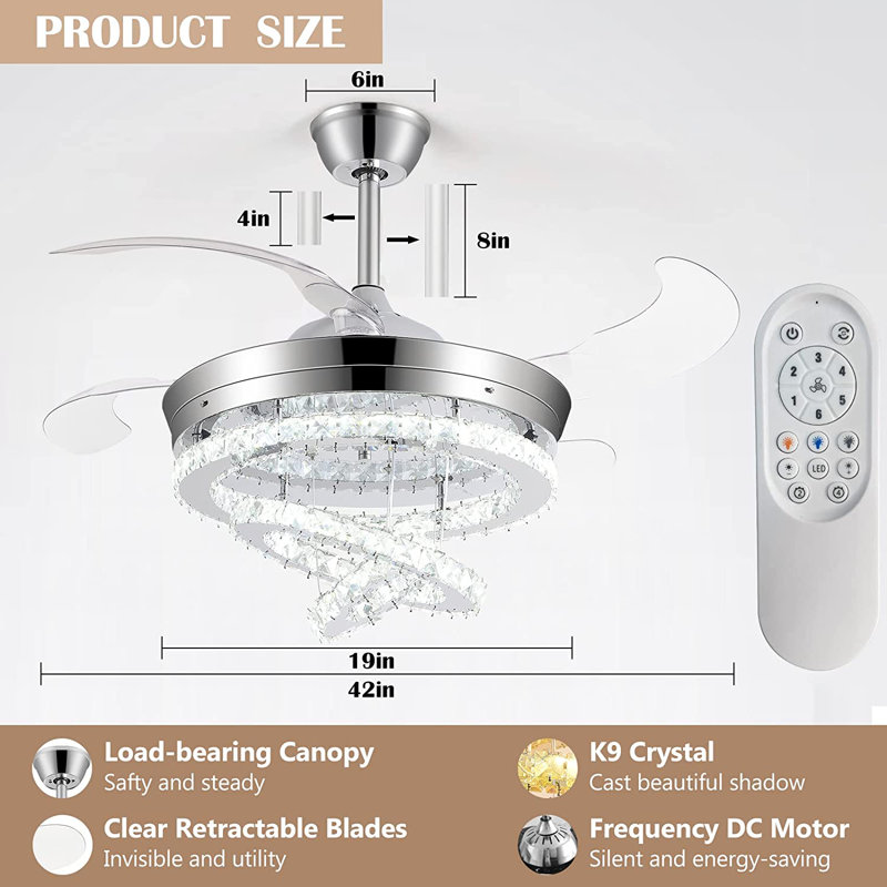 Ventilateur de plafond 42 po avec lumières DEL Angecourt