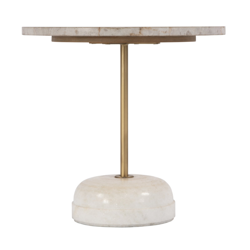 Kendylle 19 in. W Round Marble and Iron Pedestal Side Table