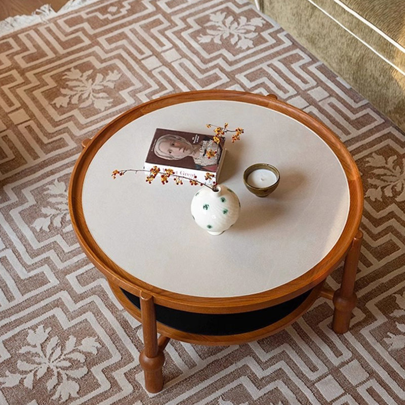 Table basse ronde blanche Rockboard, Brun