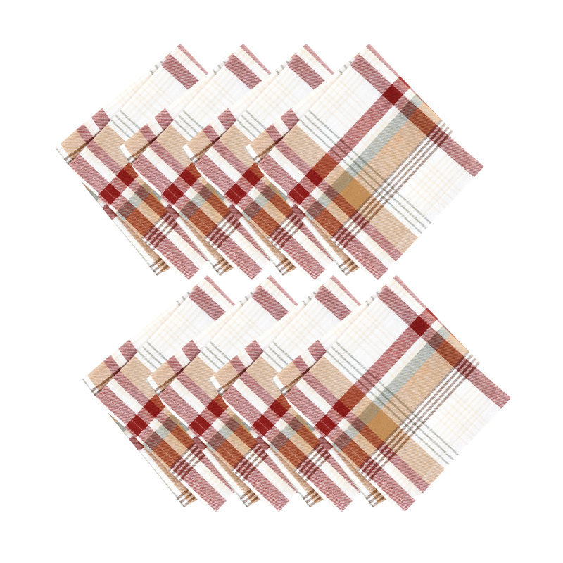 Seneca Plaid Multicolor Cotton Winter Holiday Napkins, 17"x17", Set of 8