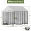 Cage d'extérieur pour chien avec mangeoires tournantes - l 7,94 pi x l 4,13 pi l 5,95 pi, structure en fer renforcé, plusieurs colonnes porteuses, serrure à double porte, couvercle de toit en métal