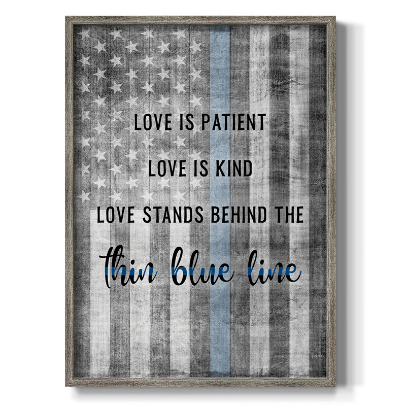 Thin Blue Line Framed Print - Solid Wood, 15" H x 12" W