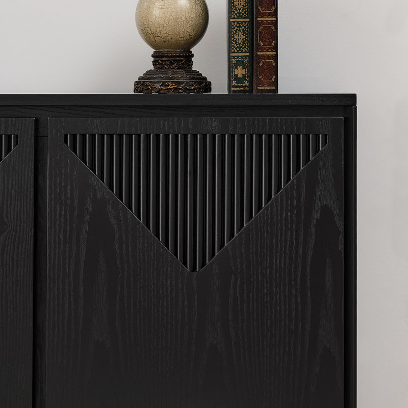 Mid Century Modern V-Shape Storage Cabinet, Black, Black
