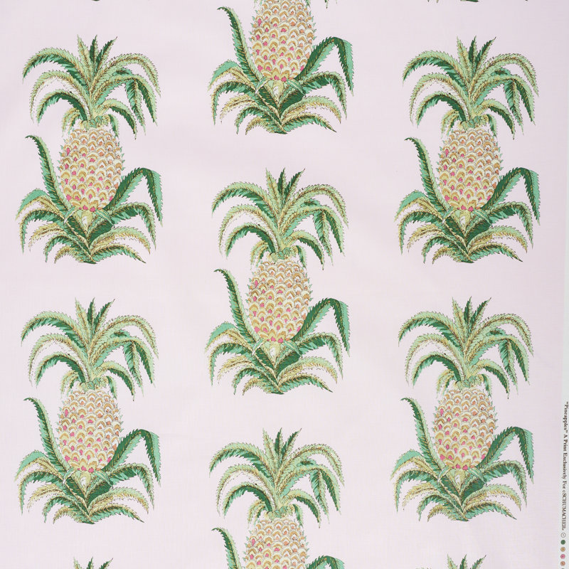 Pineapples Chintz Fabric, Blush