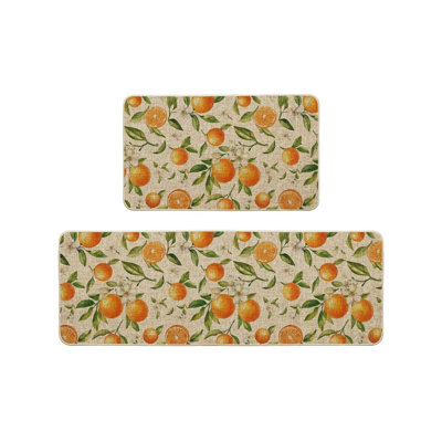 Ensemble de tapis orange pour cuisine 2 pièces, tapis de couleur vibrante pour la cuisine
