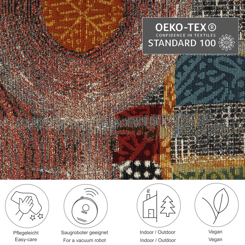 Flat-Woven Rug Dermot In Brown/Beige/Black, Rectangle 200 x 285cm