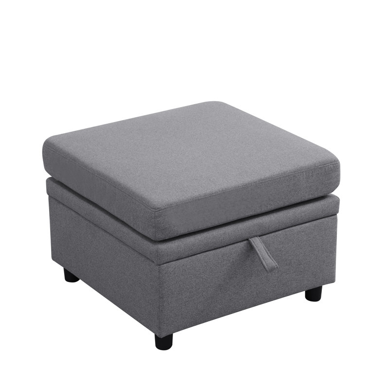 Dark Grey Sackcloth Storage Ottoman