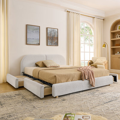 Structure de lit tapissier grand avec tiroir