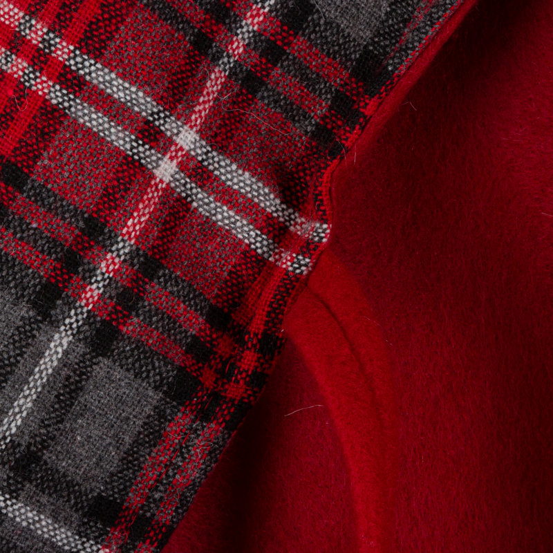 Red Buffalo Plaid Tree Skirt with Snowflake and Faux Fur Trim