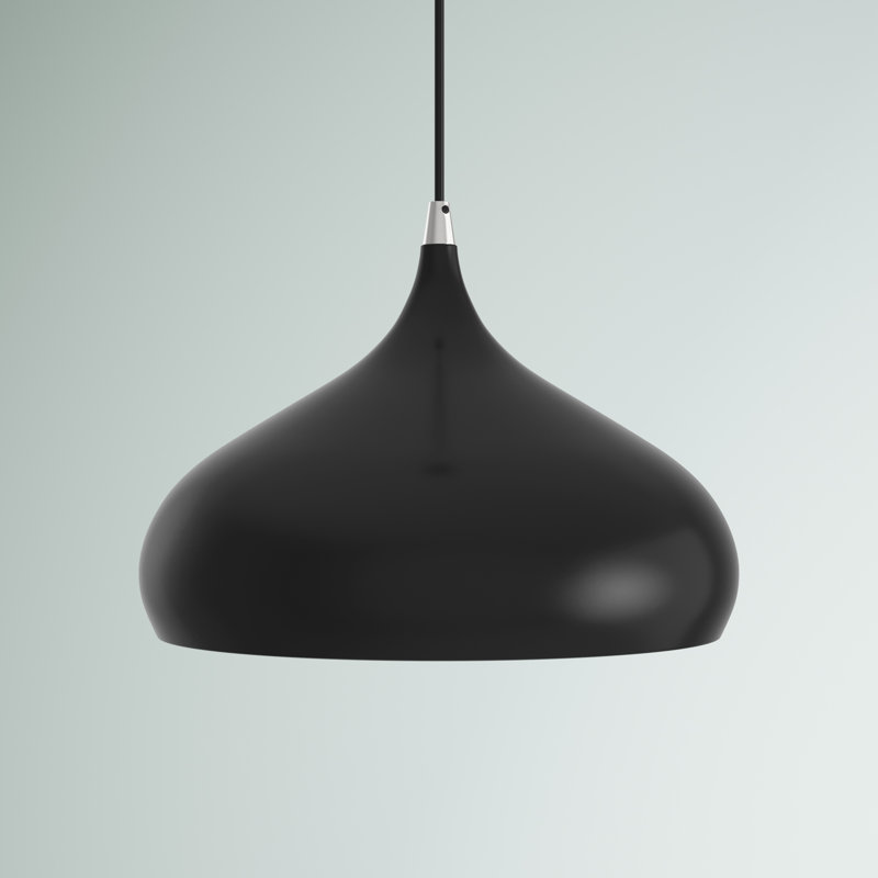Luminaire suspendu en forme de goutte à 1 lumière Hutchcraft, Noir brillant, H 15 po x l 13,75 po x P 13,75 po