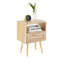Table de bout en rotin 15,75 "avec tiroir et pieds en bois massif, table de chevet moderne, table d'appoint pour salon, chambre à coucher, naturel