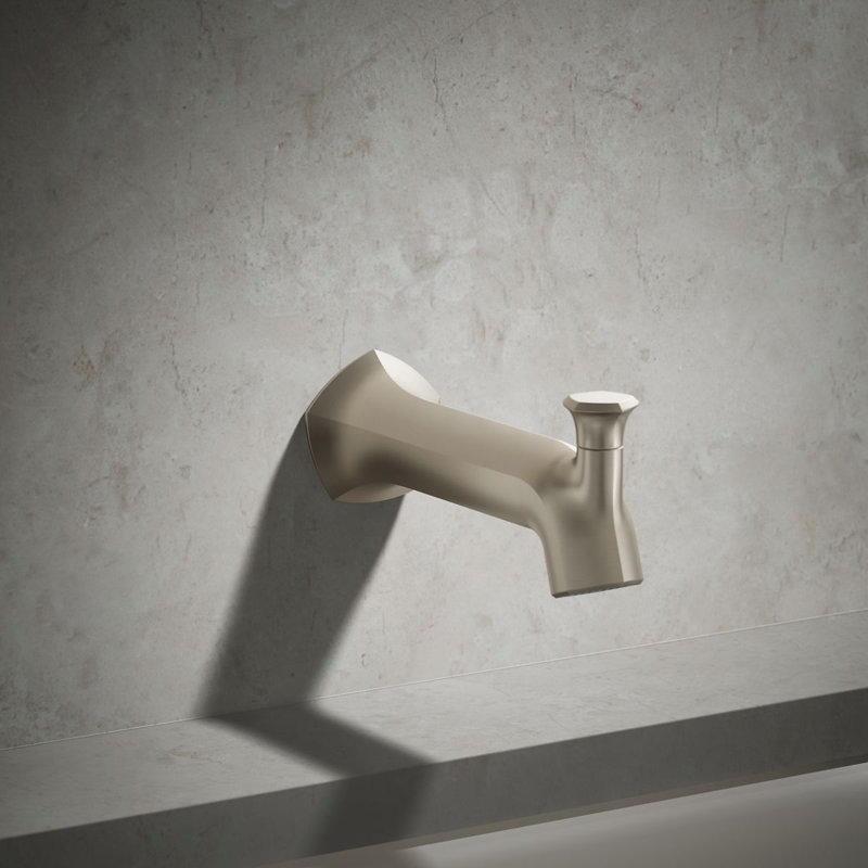 Wall-Mount 8 In. Diverter Bath Spout With Straight Design, Vibrant Brushed Nickel