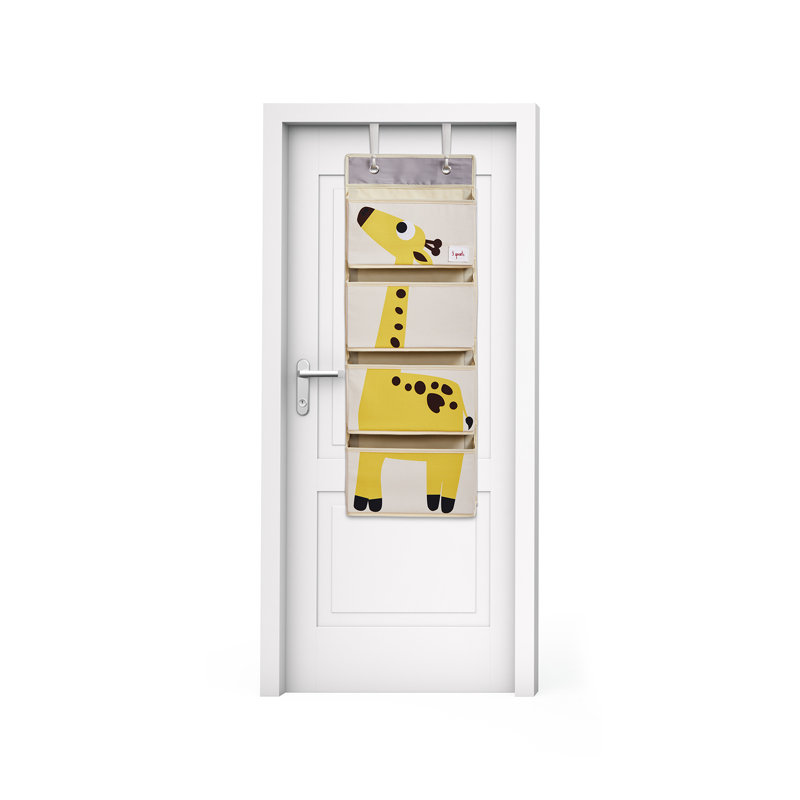 3 Sprouts - Children's Nursery Over the Door Organizer with Hooks - Giraffe