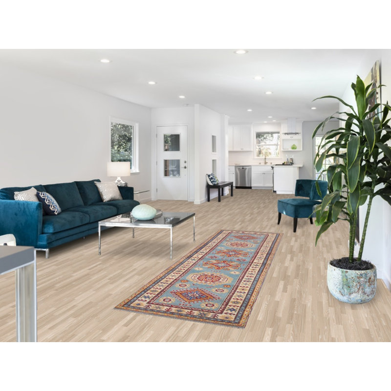 Tapis de couloir bleu clair Kazak