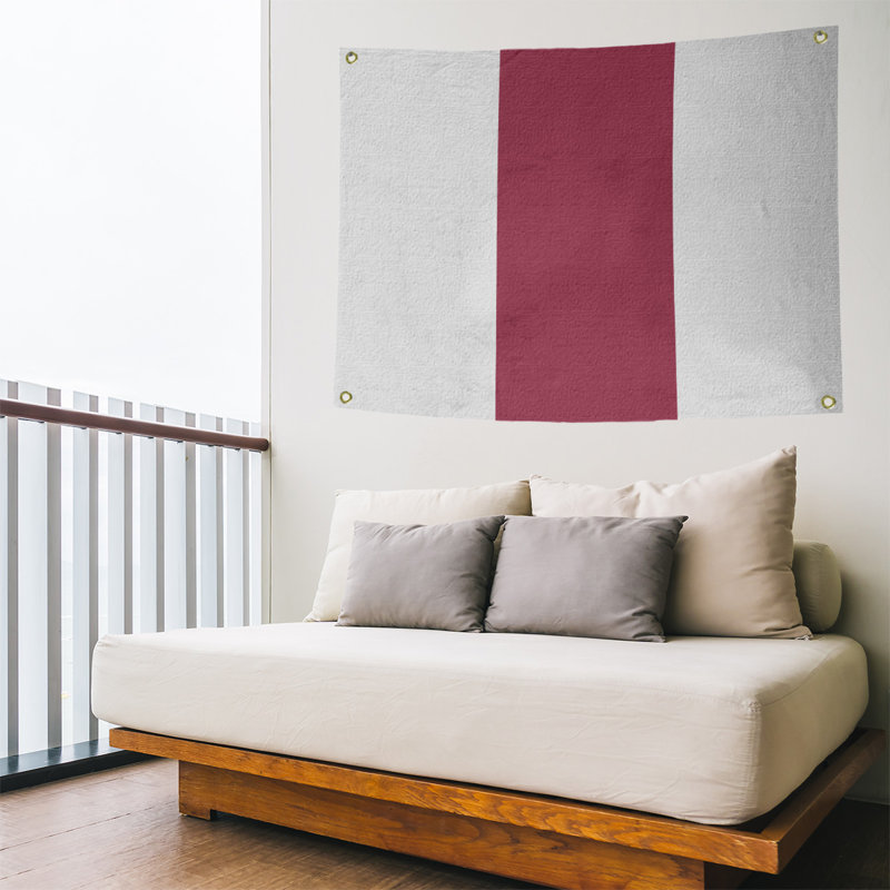 Polyester Tapestry, 26" H x 36" W, White/Red