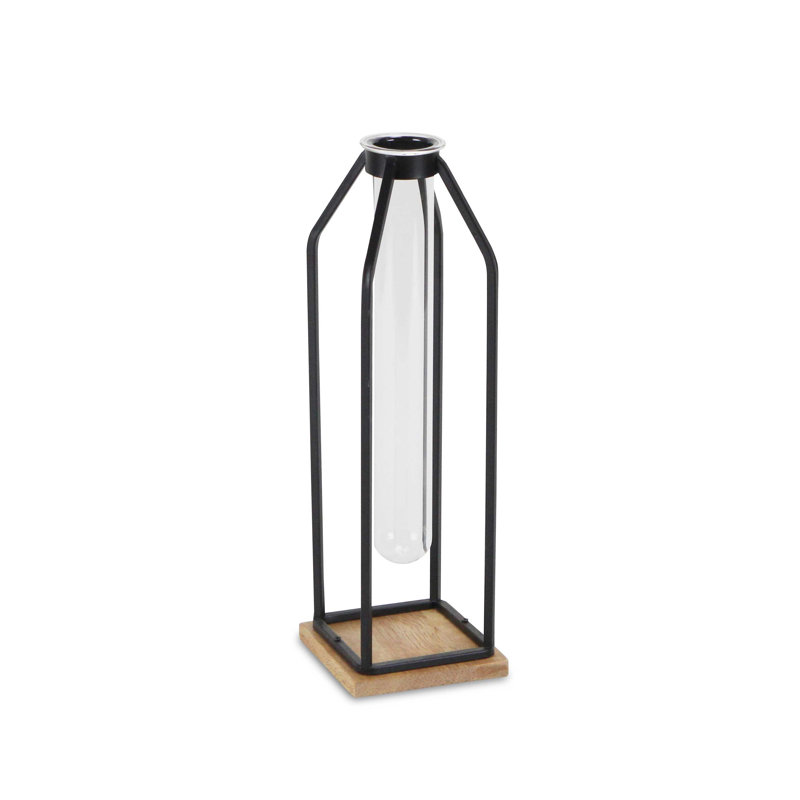Maci Handmade Metal Decorative Bottle, Black, 10.75" H x 3.75" W x 3.75" D