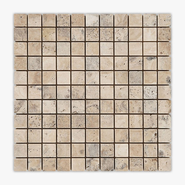 Philadelphia Tumbled 1x1 Square Travertine Mosaic