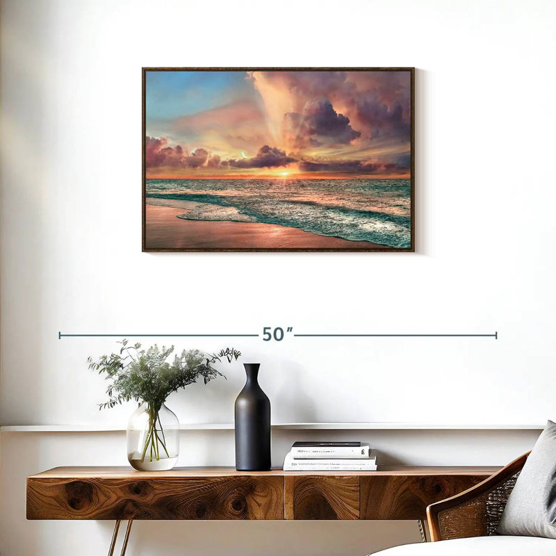 Plage de cuivre, Cadre flottant noyer, 31 po x 21 po