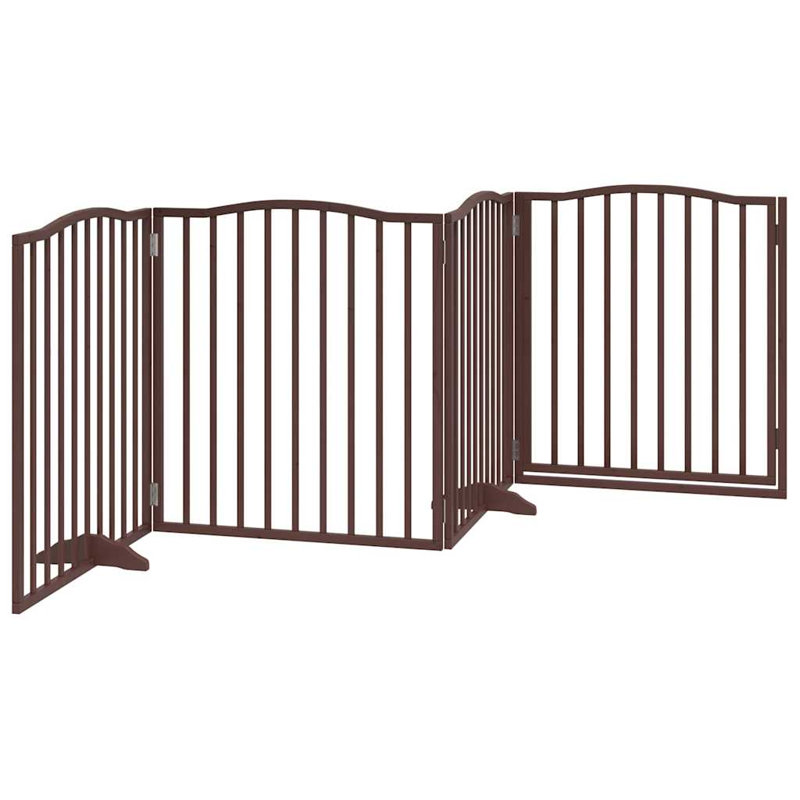 Archie & Oscar Dog Gate With Door Foldable 4 Panels Brown Oak 320 Cm Poplar Wood, Brown, 90cm H x 320cm W x 2cm D