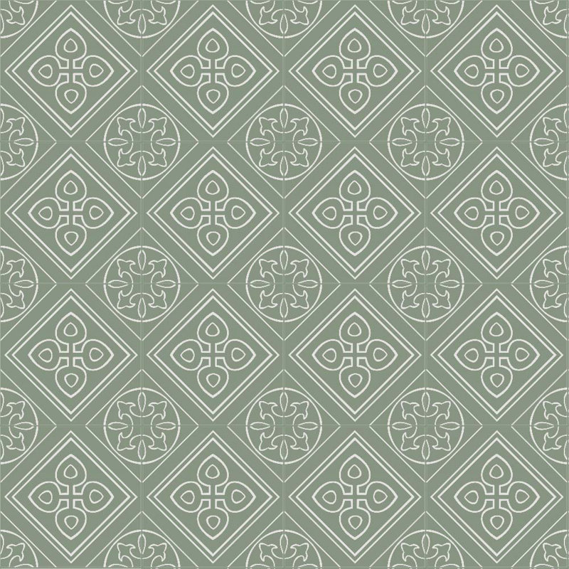 Helix 8X8 Pattern Classic Porcelain Tile, Green