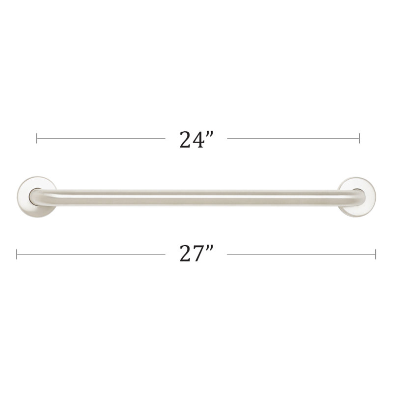 Straight Bathroom Safety Grab Bar, Satin, 24" W