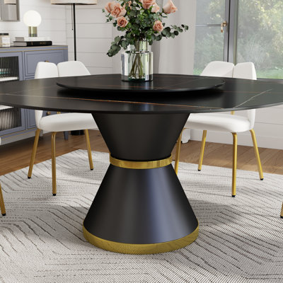 Ryding Modern Round Sintered Stone Dining Table with Rotating Tray