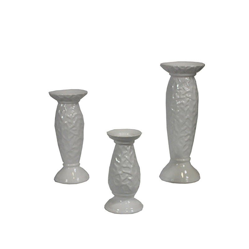 Ensemble de chandelles en céramique 3 pièces pilier, Blanc