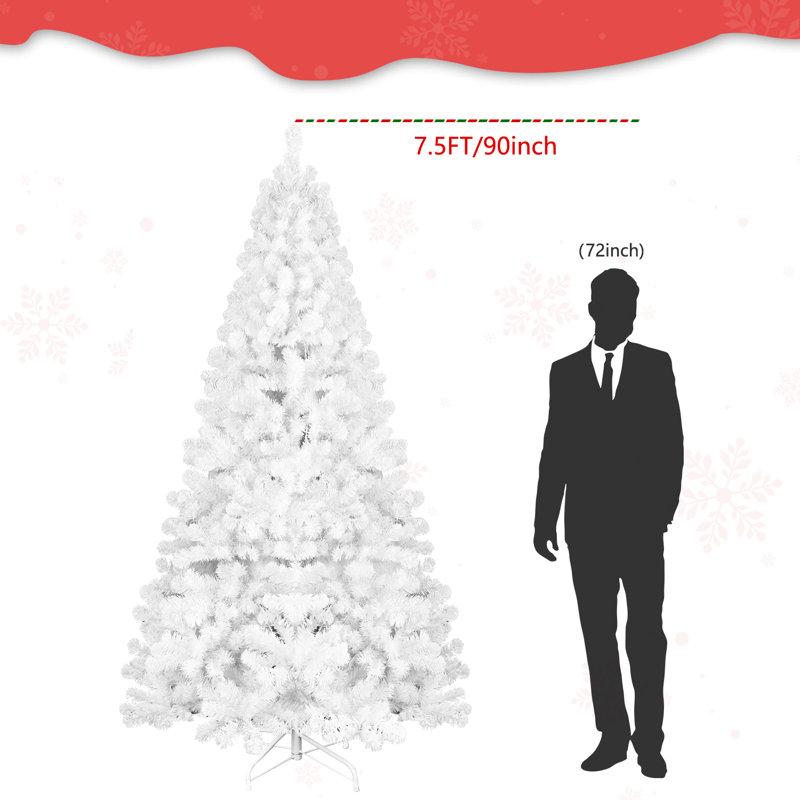 Arbre de Noël blanc non éclairé, H 7,5 pi