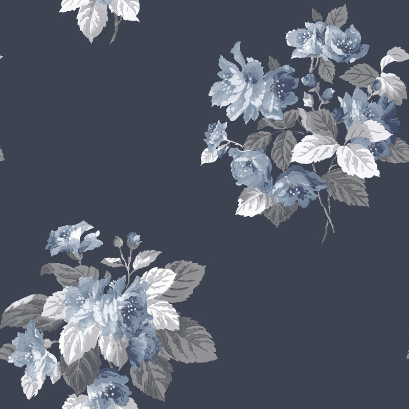 Batres 10m x 53cm Matte Wallpaper Roll, Navy/Blue