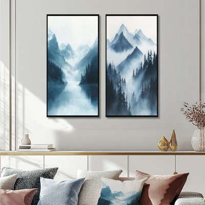 Winter Misty Peaks In The Morning I - Paysages, impressions sur toile, collection 2 panneaux