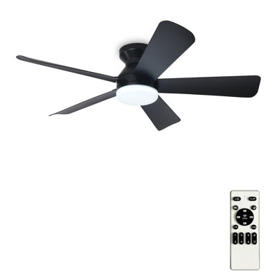 42" Black Modern Ceiling Fan with Light and Remote  for Bedroom