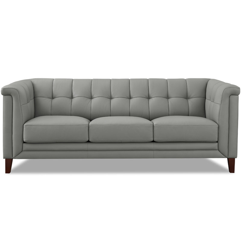 Colturo 84'' Genuine Leather Sofa, Silver Gray