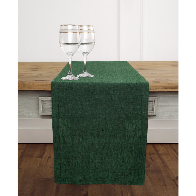 100% Pure Linen Table Runner - Athena, 108" x 14", Forest Green