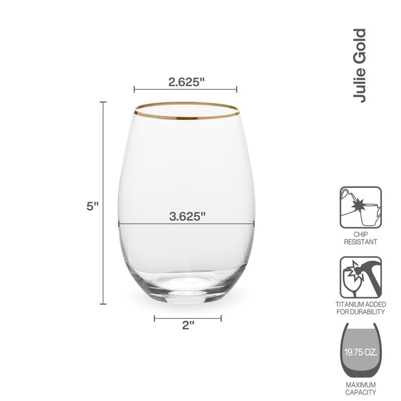 Julie Gold 19.75 oz. Stemless Wine Glasses