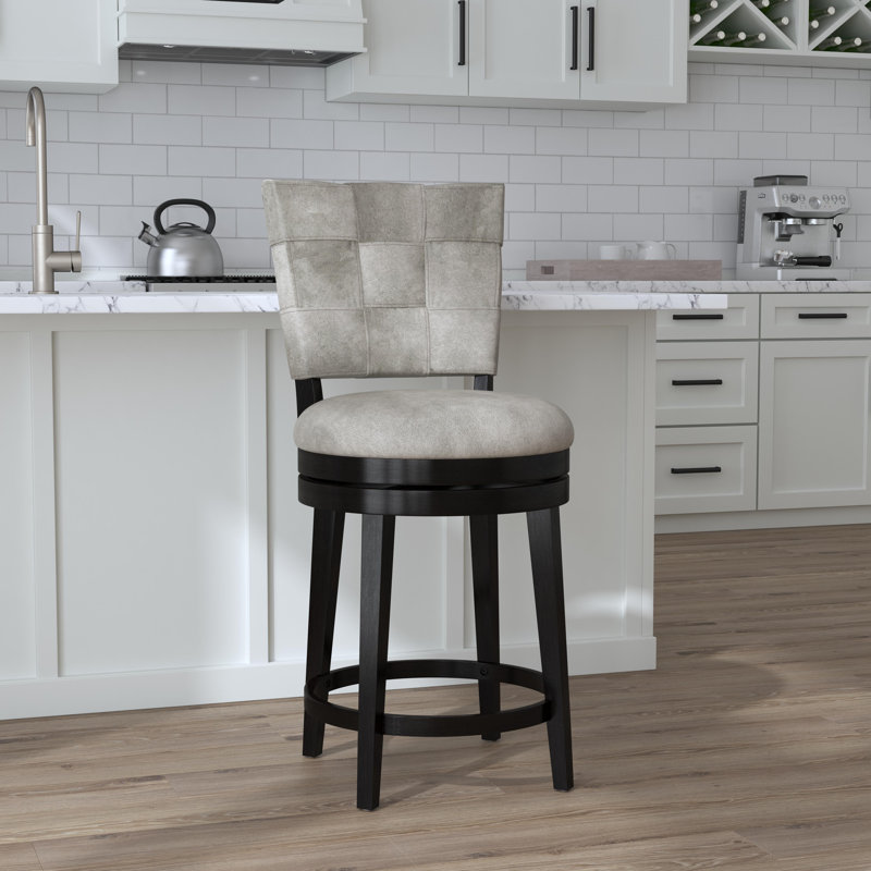 Bittu Swivel Upholstered Counter Stool, Counter Stool (26" Seat Height), Granite Gray