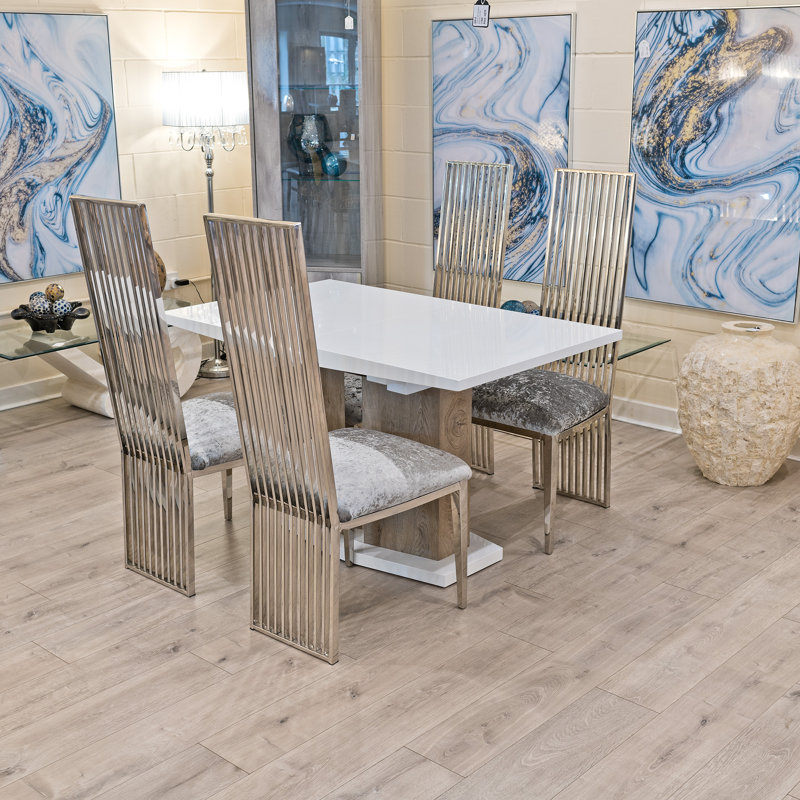 Spiker 4 - Person Butterfly Leaf Dining Set, Silver