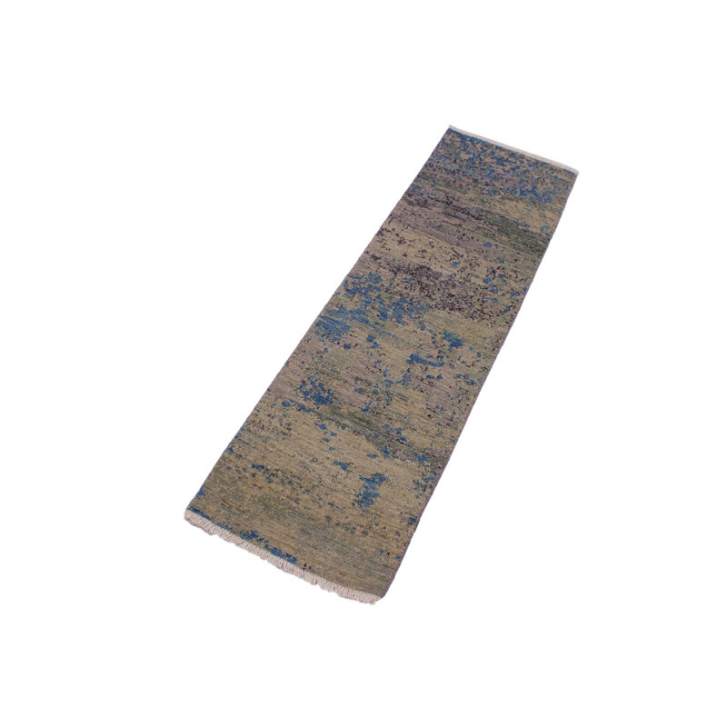 Tapis de couloir d'intérieur brun en laine noué à la main 1 pi 10 po x 6 pi 2 po Mccain
