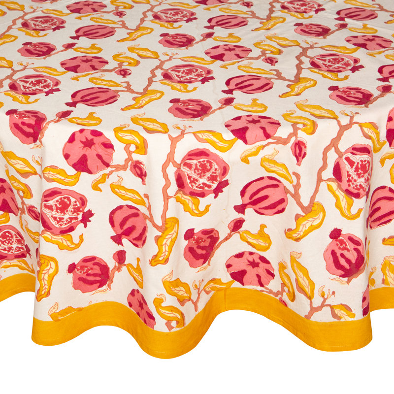 Pomegranate Handmade Floral Tablecloth, 70" x 70"